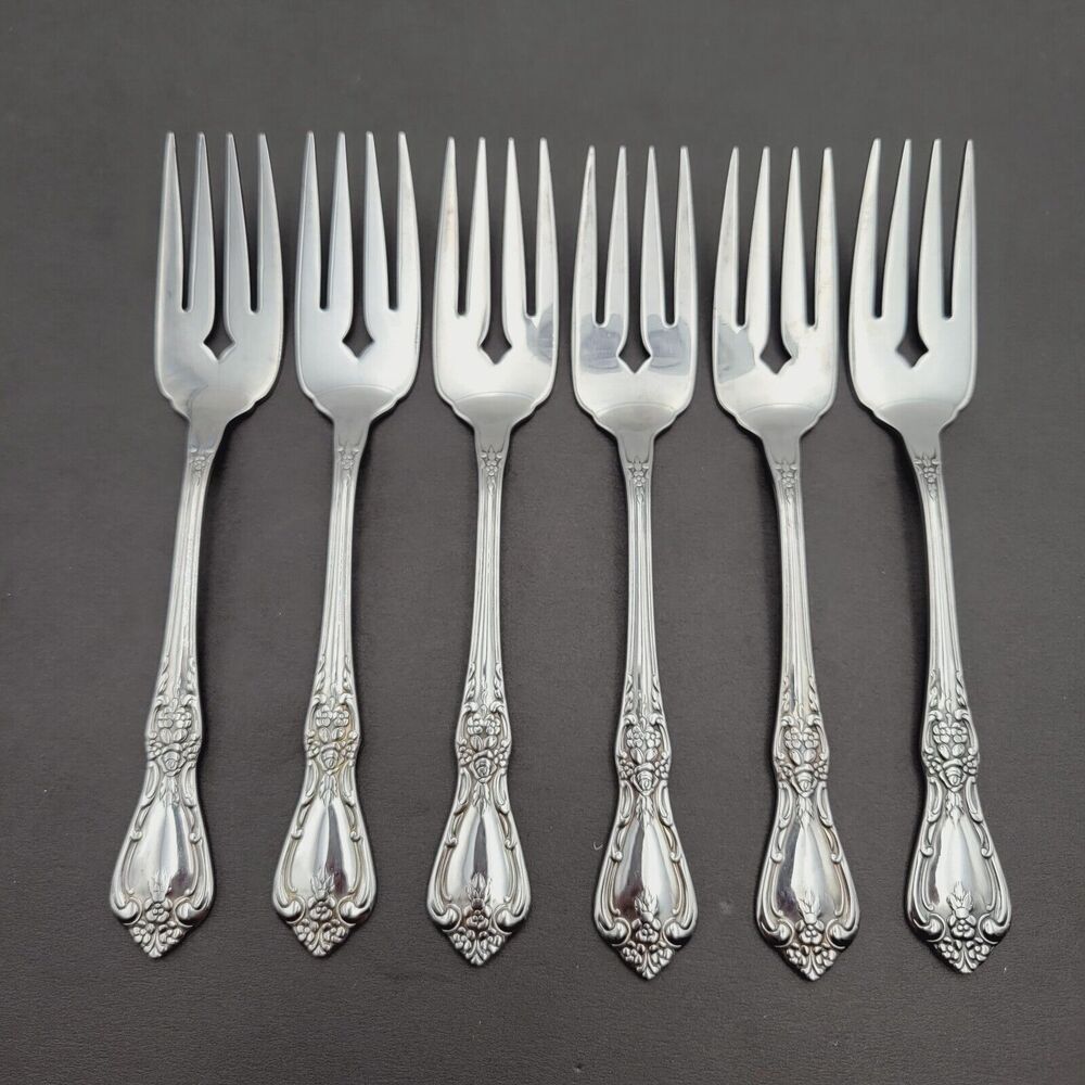Set of 6 Oneida Salad Fork KENNETT Square Distinction Deluxe STAINLESS STEEL